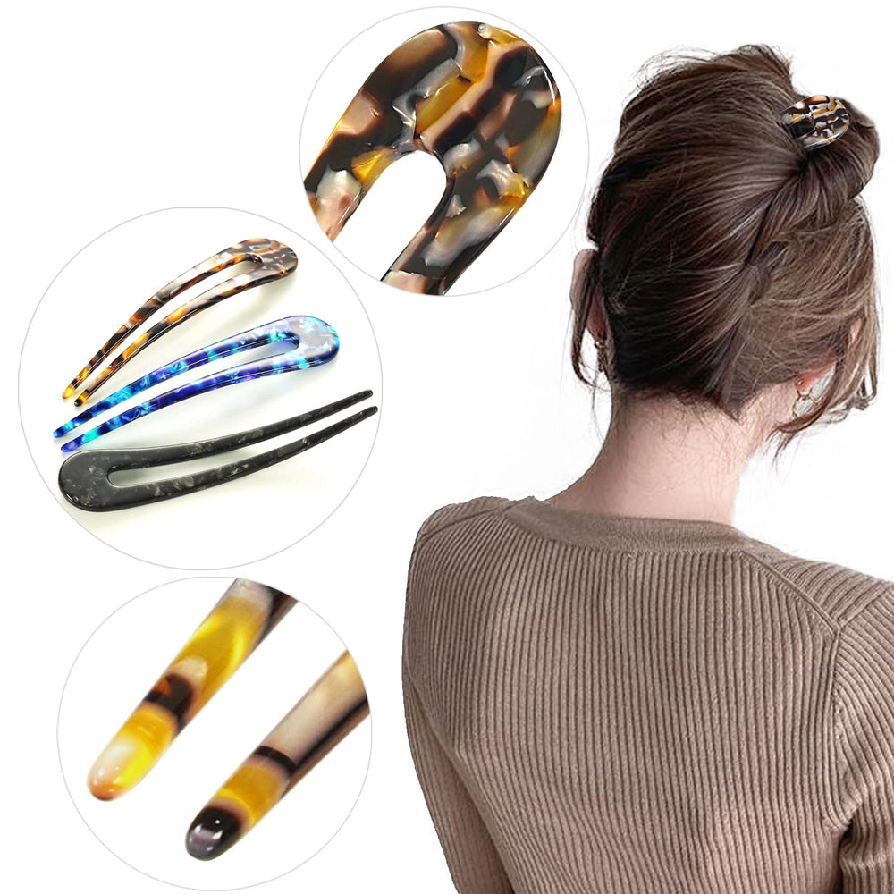 HYFEEL broche chignon U forme noir, look sophistiqué pour occasions.