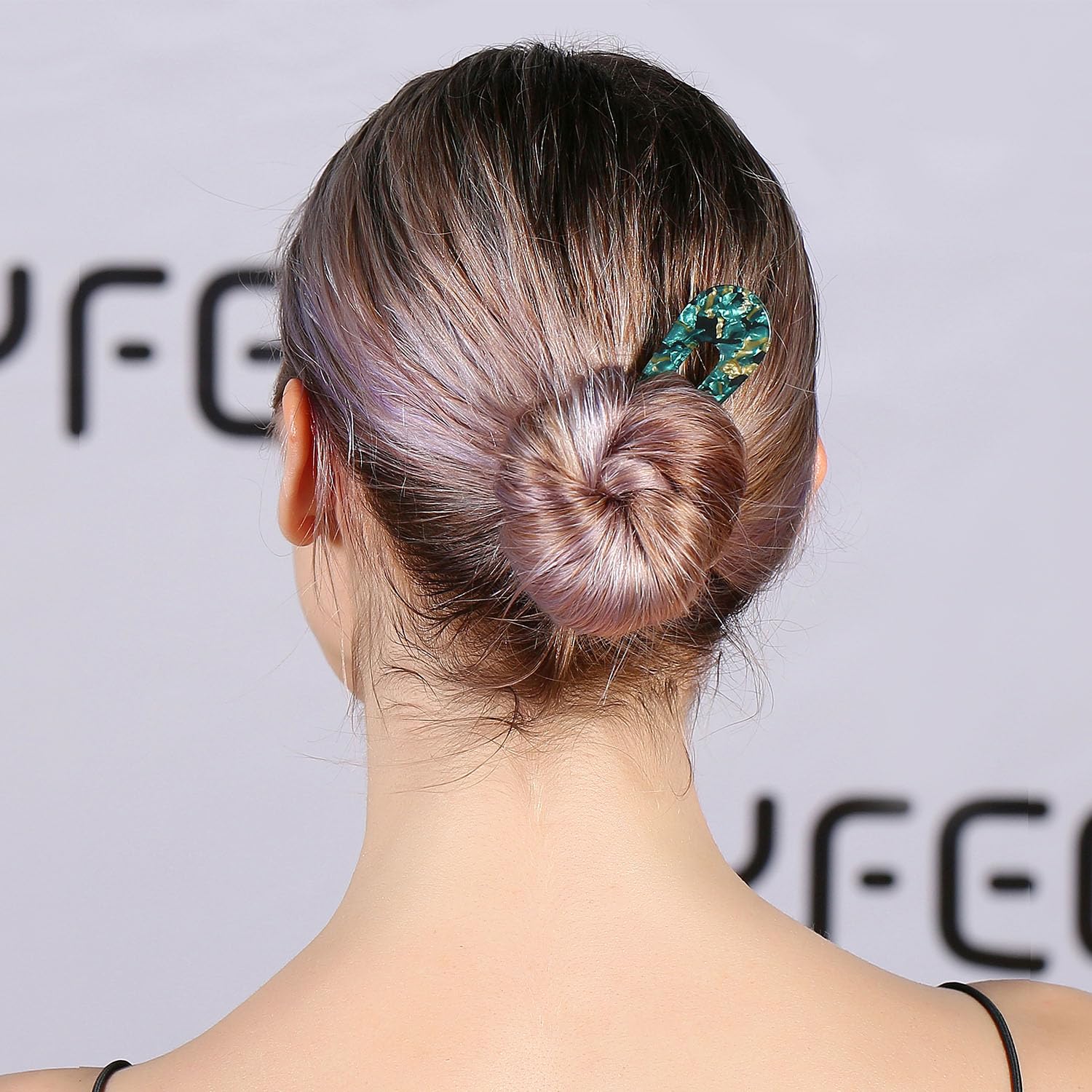 HYFEEL Épingle chignon U forme marron floral, look raffiné durable