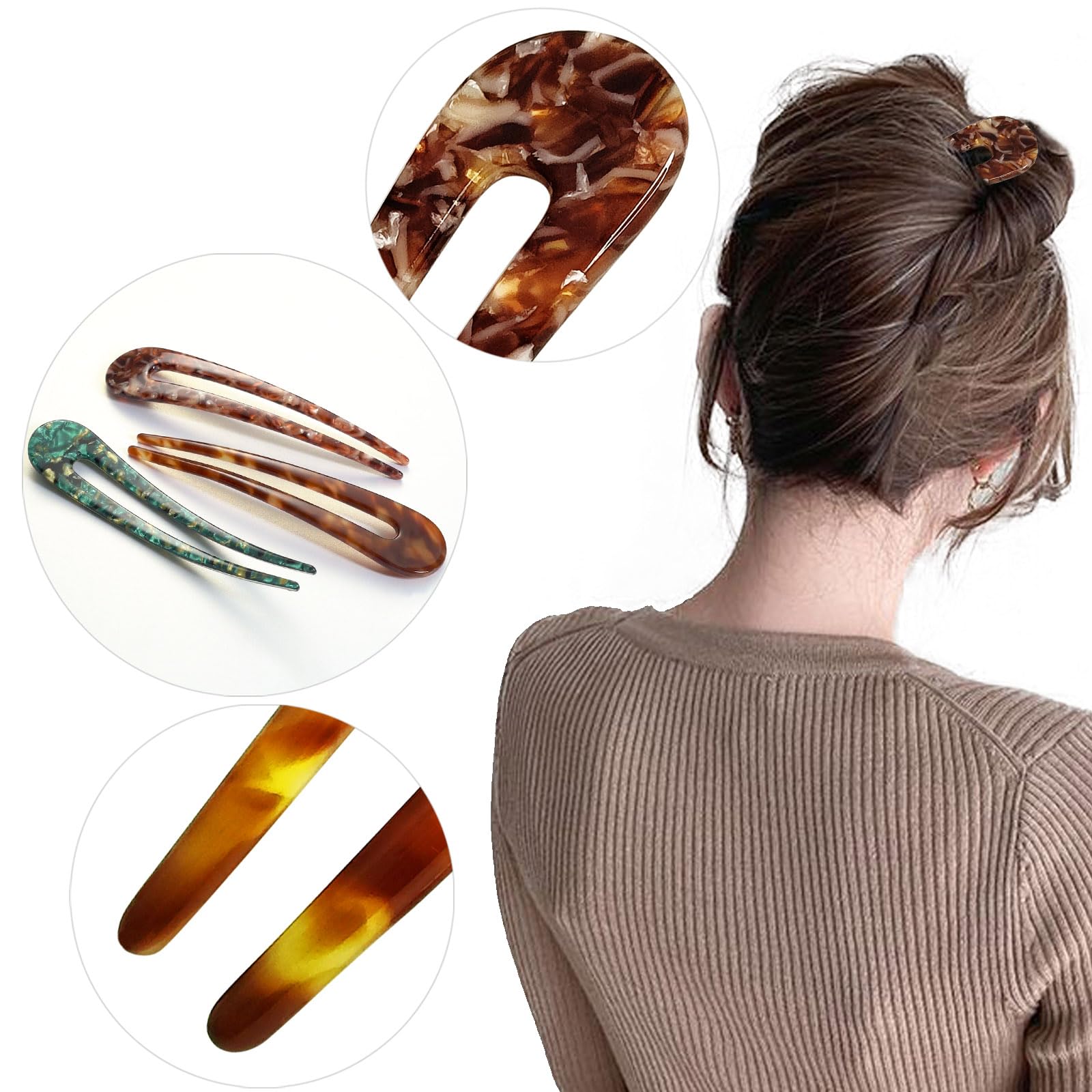 HYFEEL Épingle chignon U forme tortue idéale pour soirées