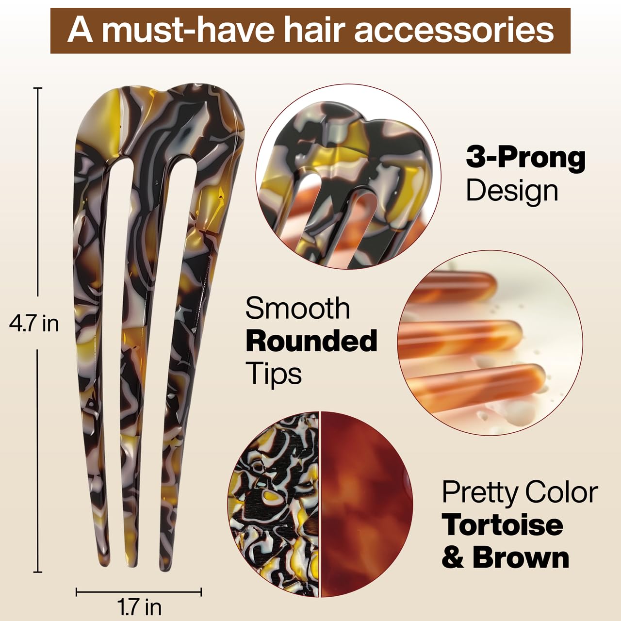 HYFEEL Pinces Cheveux U Français: design sécurisé pour chignons sûrs.