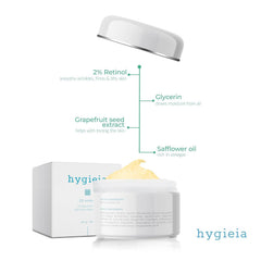 Hygieia crème retinol 2% usage jour et nuit pour le visage et le cou.