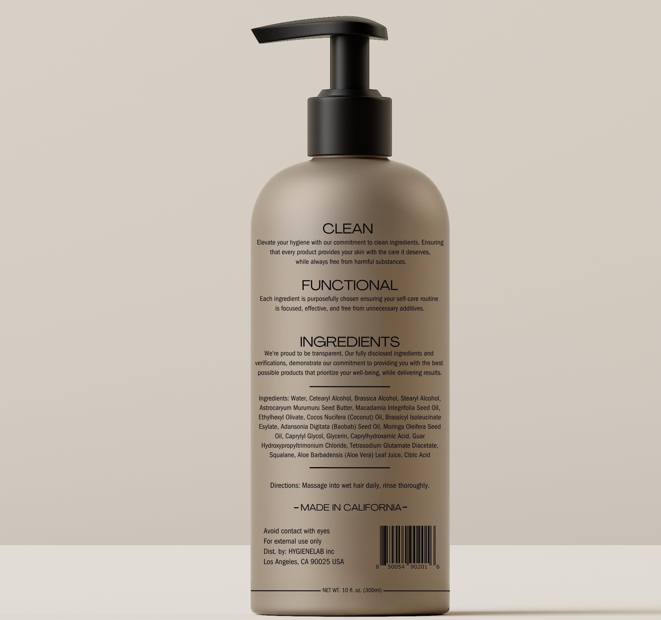 HygieneLab après-shampoing homme, huile de baobab et moringa renforçant les cheveux.