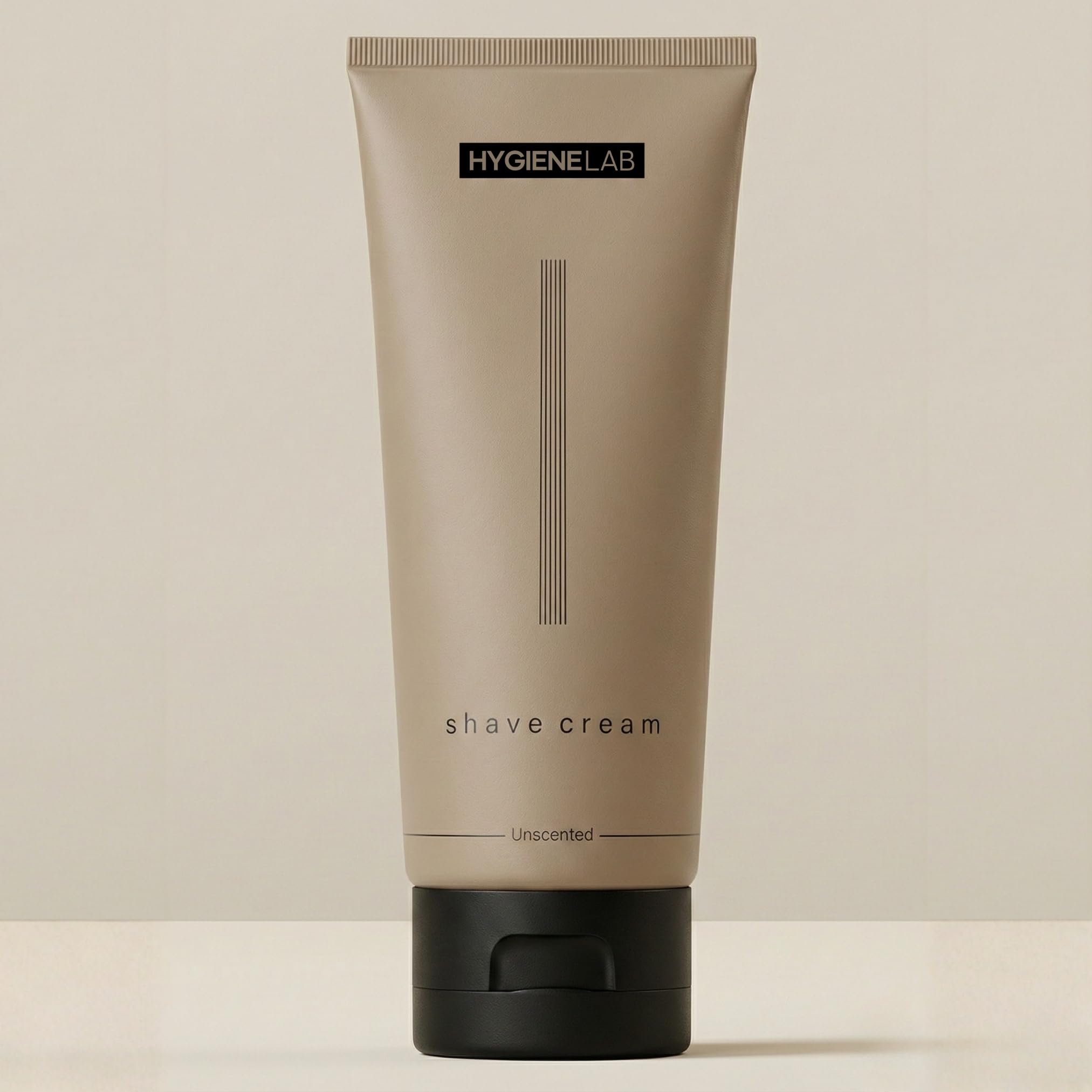 HygieneLab Crème de rasage sans parfum, idéale pour peau sensible.