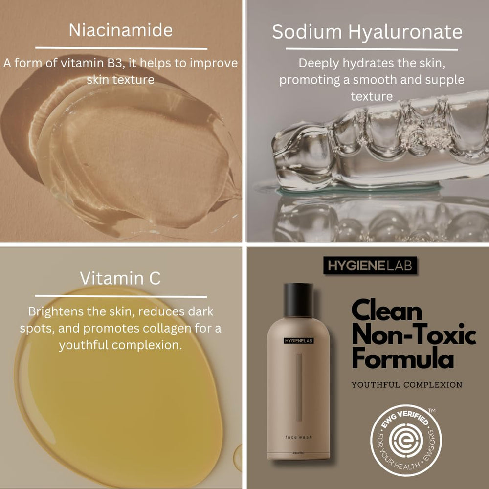 HygieneLab Lavage Visage – Niacinamide et Vitamine C pour un teint clair.