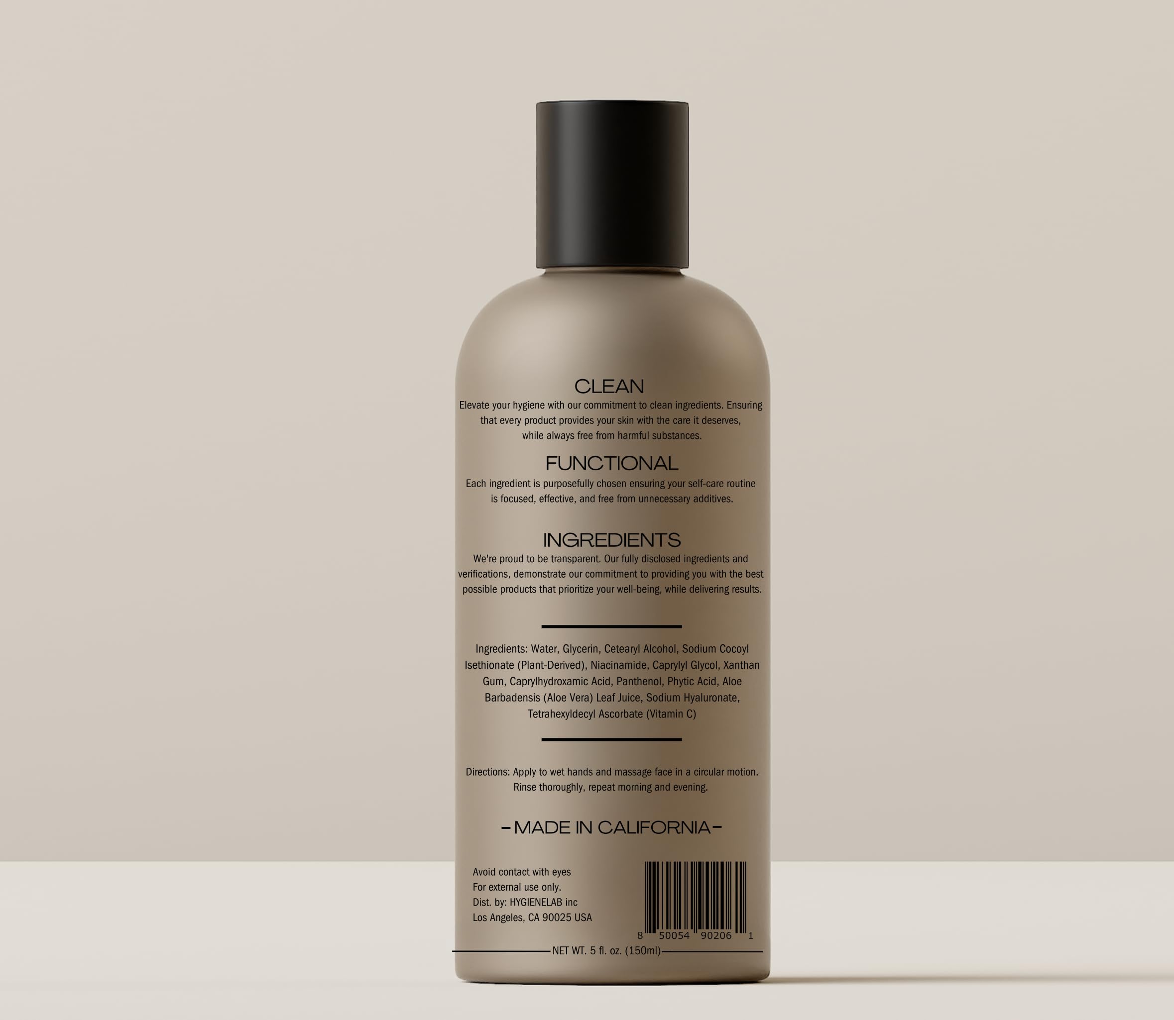 HygieneLab Lavage Visage – Sodium Hyaluronate offre une hydratation légère.