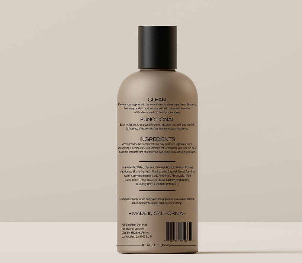 HygieneLab Lavage Visage – Sodium Hyaluronate offre une hydratation légère.