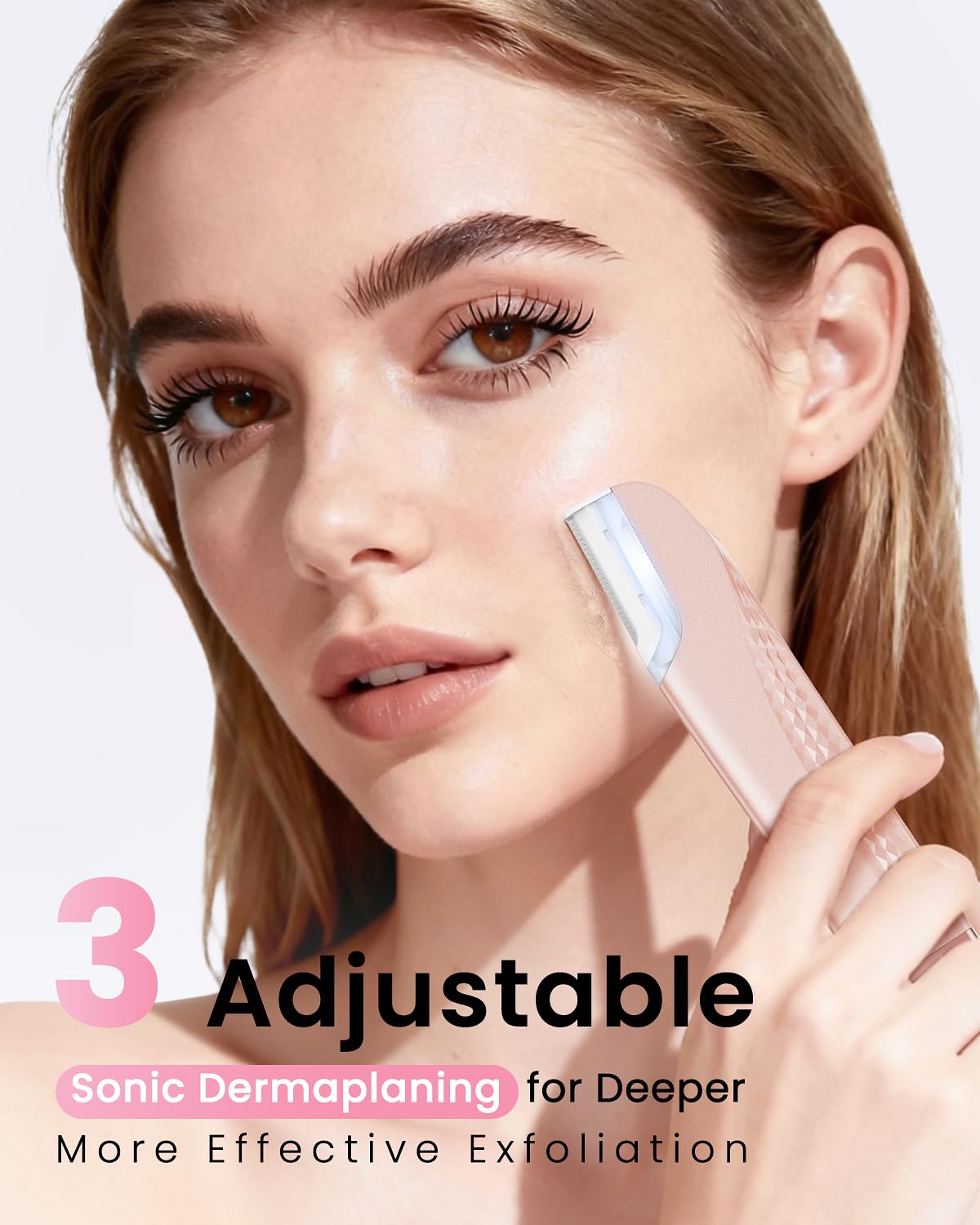 Hyhail Dermaplane: huit lames remplaçables assurent commodité et hygiène.