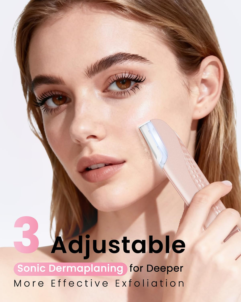 Hyhail Dermaplane: huit lames remplaçables assurent commodité et hygiène.