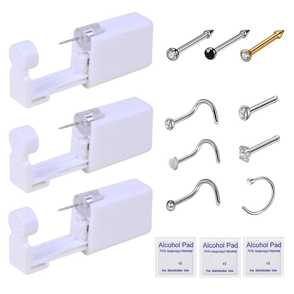 HYJLPAF kit piercing nasal avec 3 pistolets pour une pose rapide et sûre.