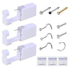 HYJLPAF kit piercing nasal avec 3 pistolets pour une pose rapide et sûre.