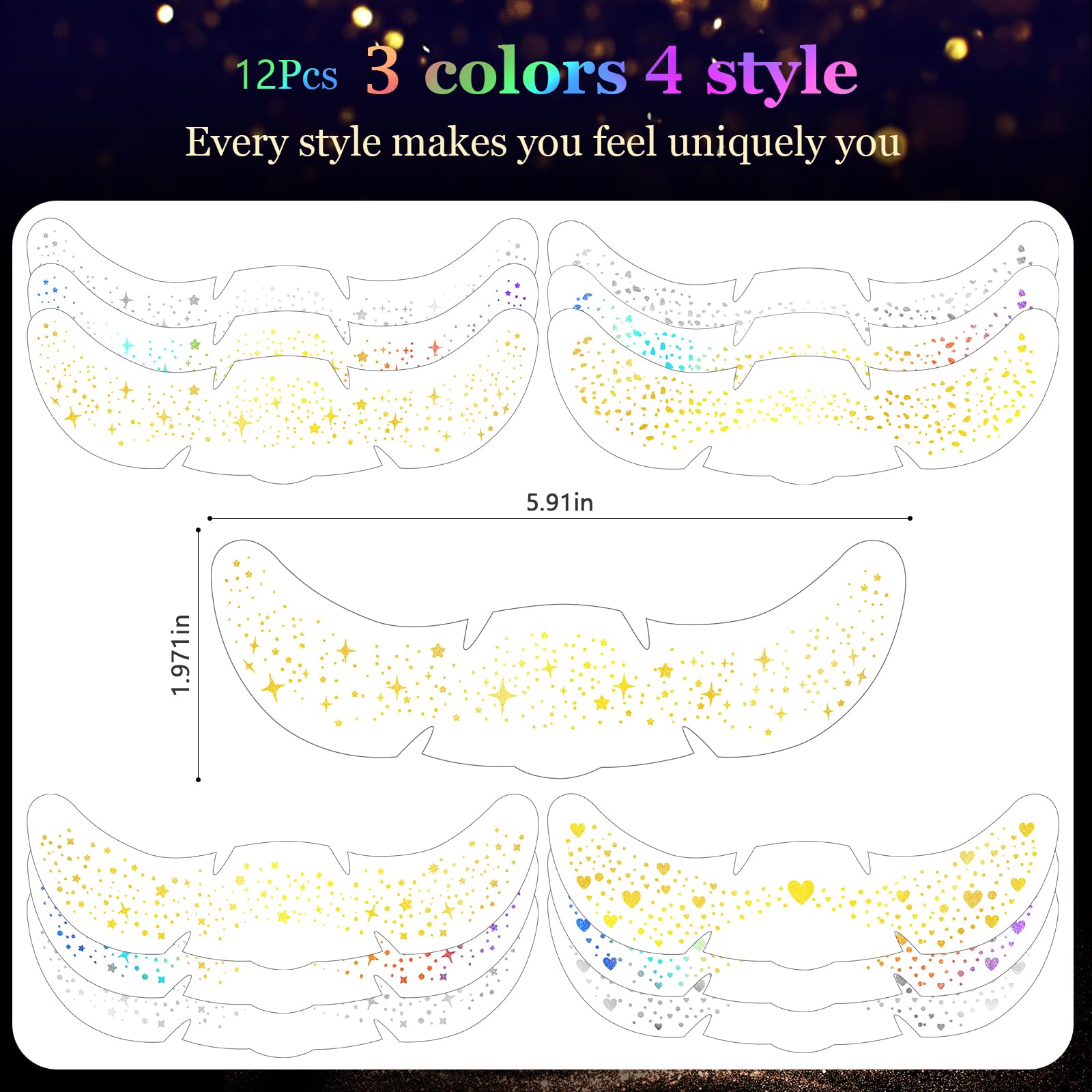 HyperFun taches visage dorées apportant un look glamour longue tenue