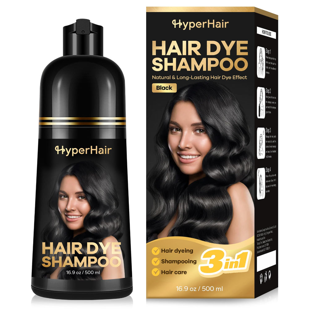 HyperHair shampoo-teinture 3-en-1, bouteille pratique pour coloration et soin capillaire
