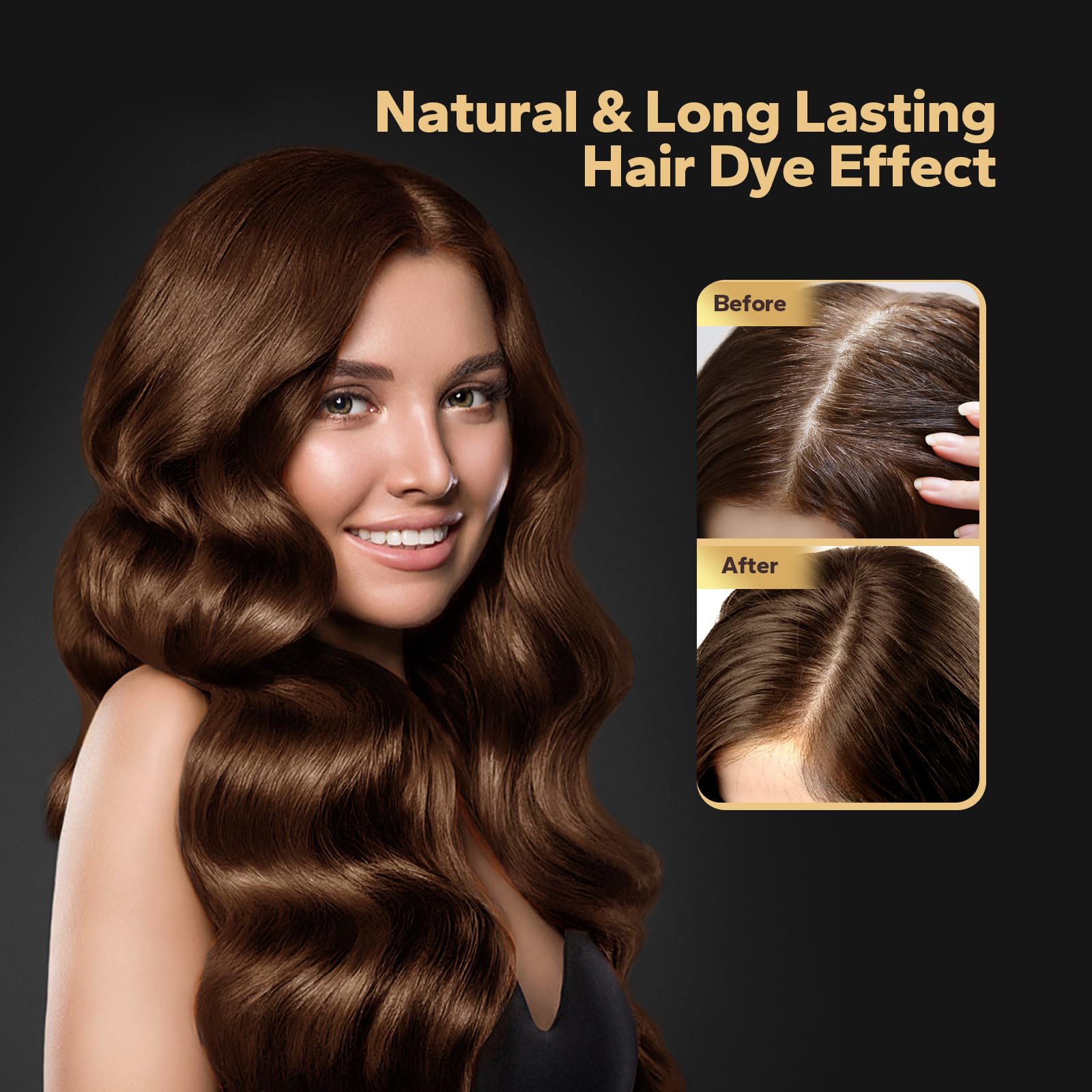 HyperHair shampooing châtaigne brun : couverture des gris avec couleur naturelle et durable.