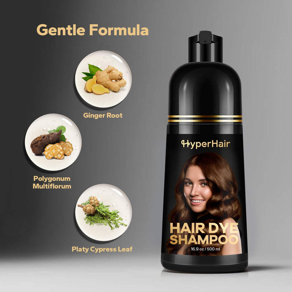 HyperHair shampooing châtaigne brun : texture crème légère et soin pendant l’usage.