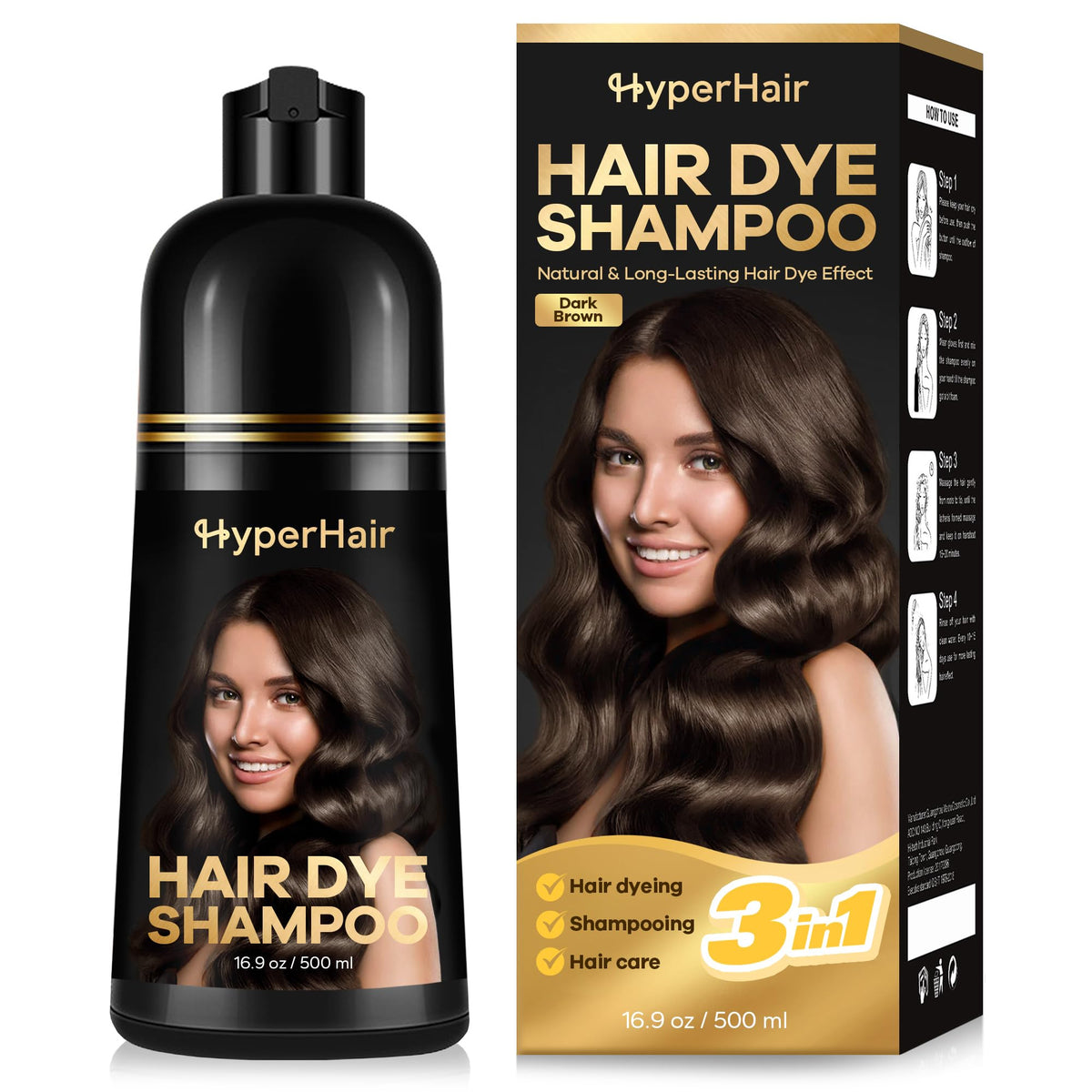 HyperHair teinture-cheveux 3-en-1 pour couleur naturelle et soin