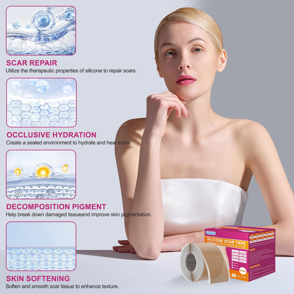 Silicone médical hypoallergénique sûr pour tous les types de peau.