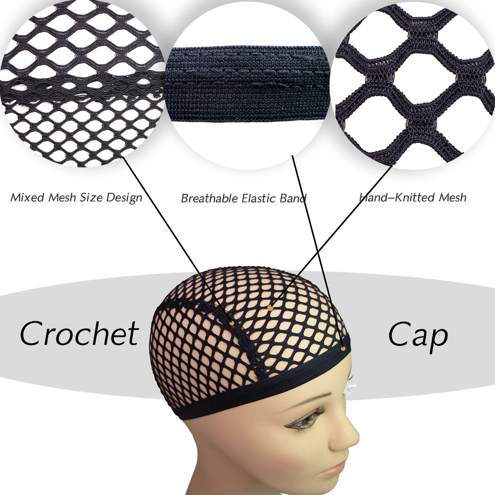 HyunDu cap crochet noir maille pour hommes et femmes.