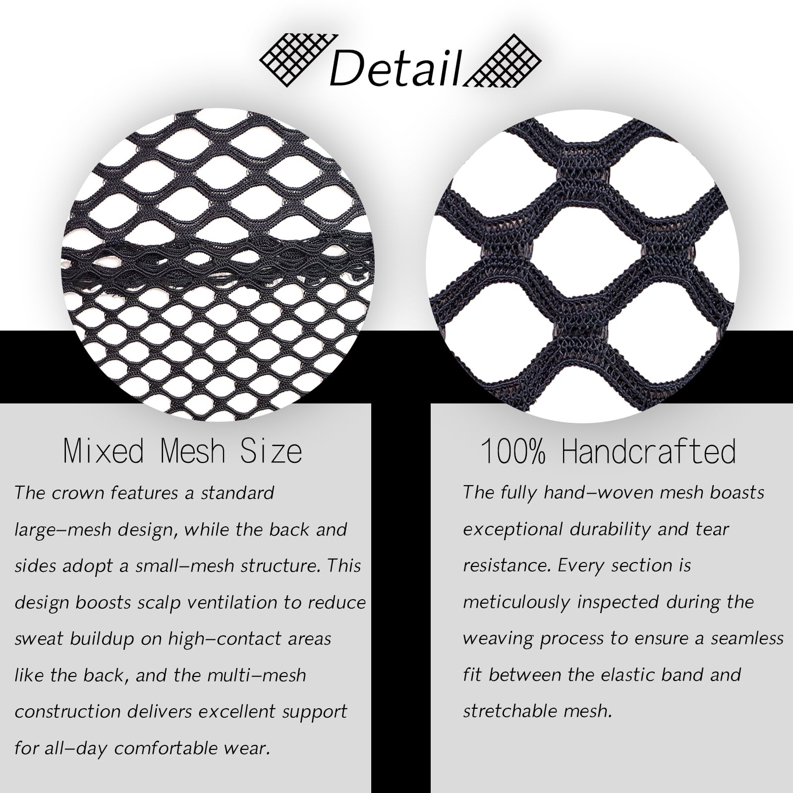 Bonnet HyunDu crochet noir maille respirant pour un confort durable.