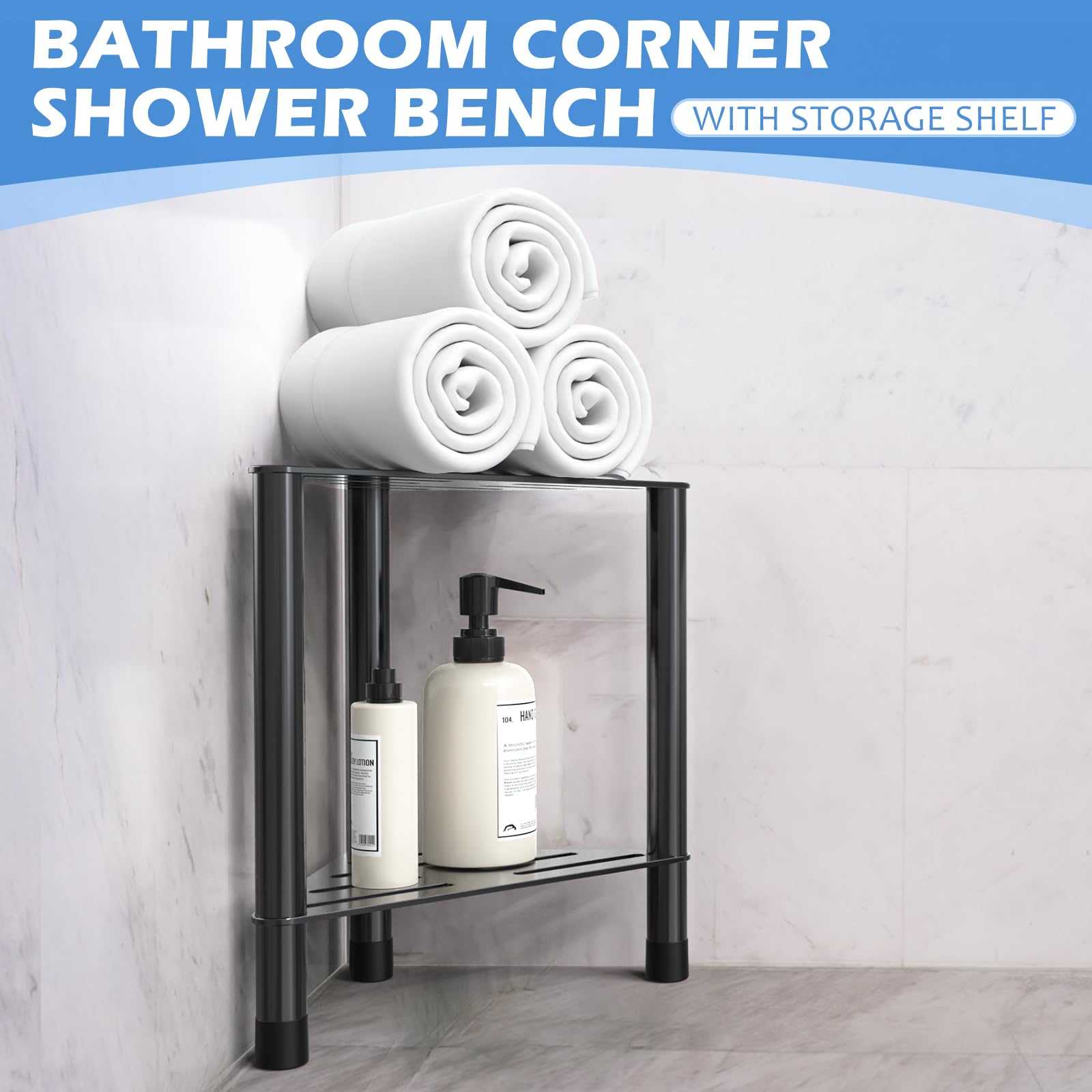 HzTinT étagère double, rangement douche à portée de main.