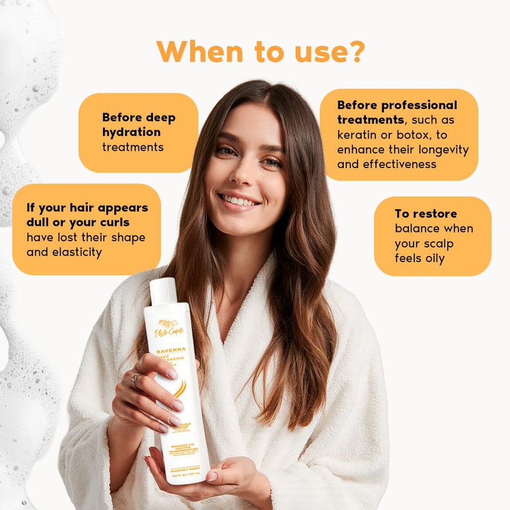 Texture du Shampoing Ravenna en crème, application douce et efficace.