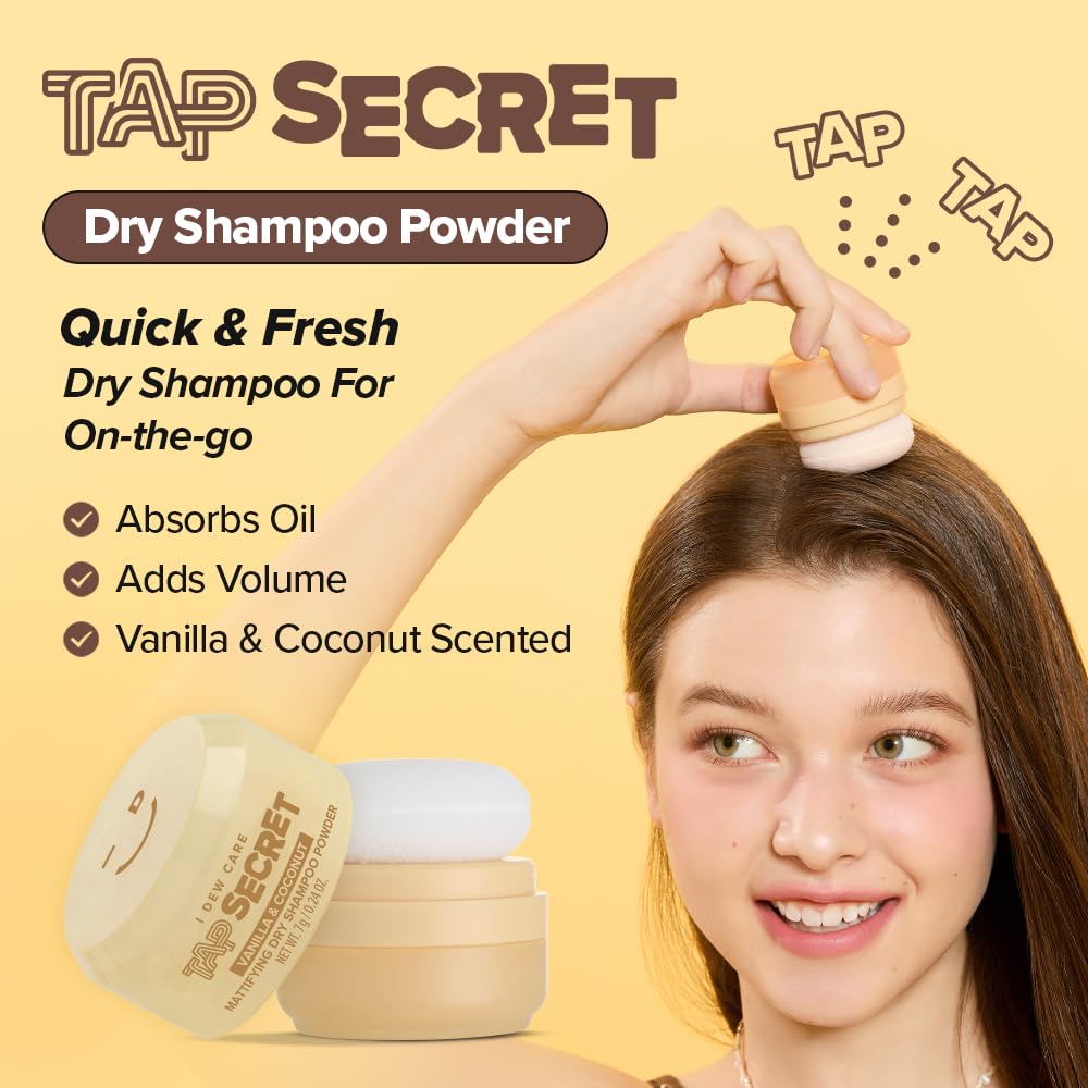 Flacon Tap Secret Shampoing Sec vanille coco pour une sensation fraîche.