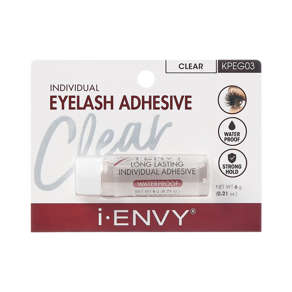 Bouteille claire i-ENVY adhésif cils, adhérence rapide pour cils parfaitement définis.
