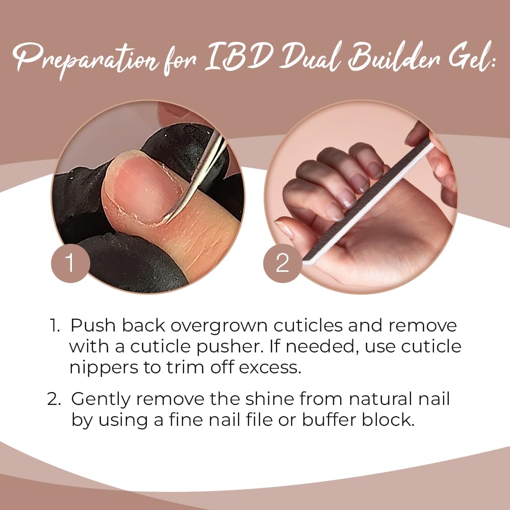IBD Dual Builder Gel – finition durable et protection naturelle des ongles.