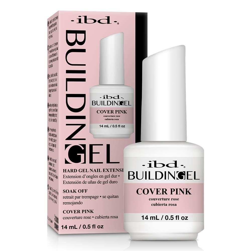 IBD Gel de Construction ongles rose couvrant, finition durable et naturelle.
