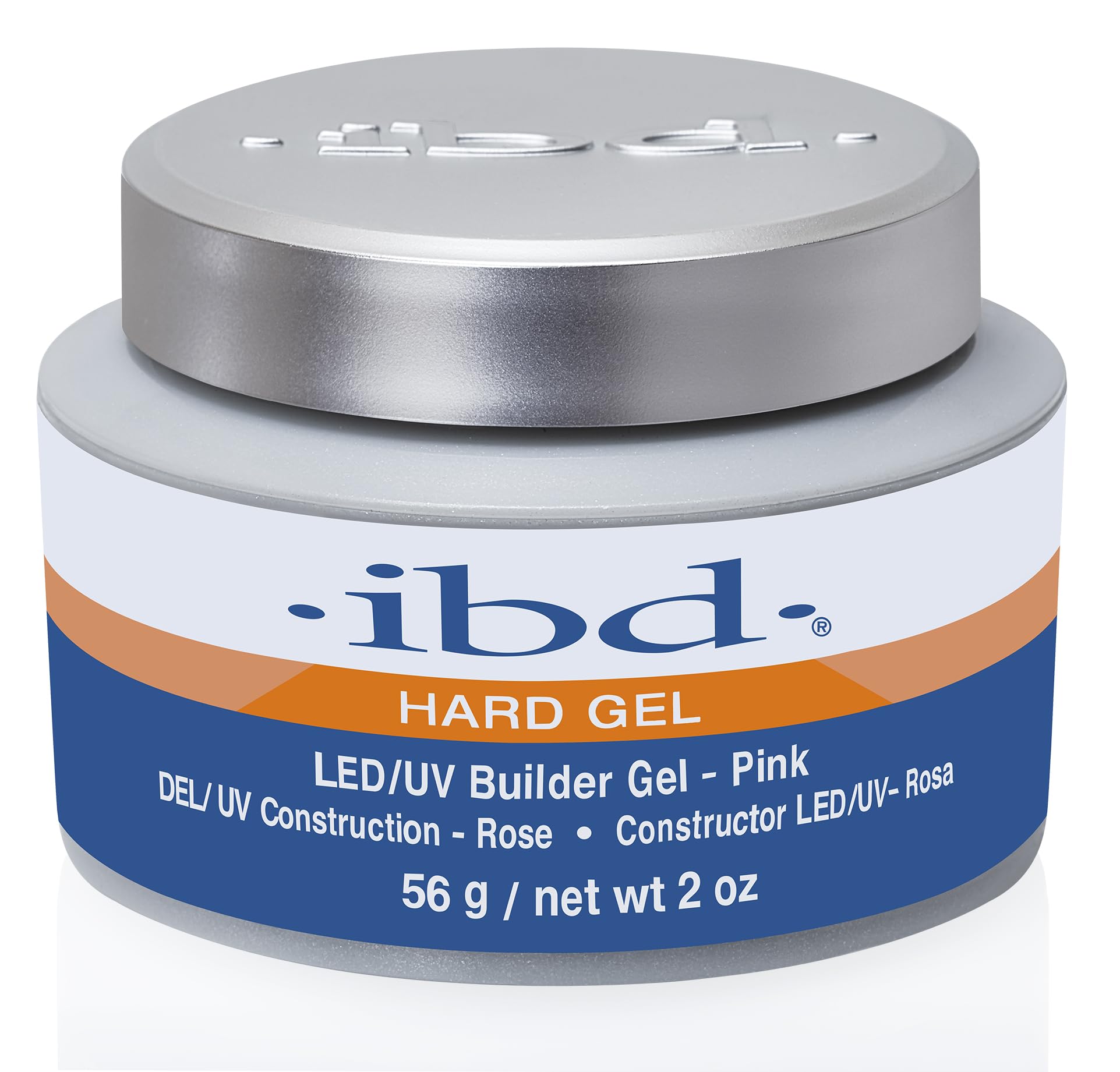 Gel dur IBD LED/UV rose, idéal pour recouvrements et sculpture des ongles, finition brillante.