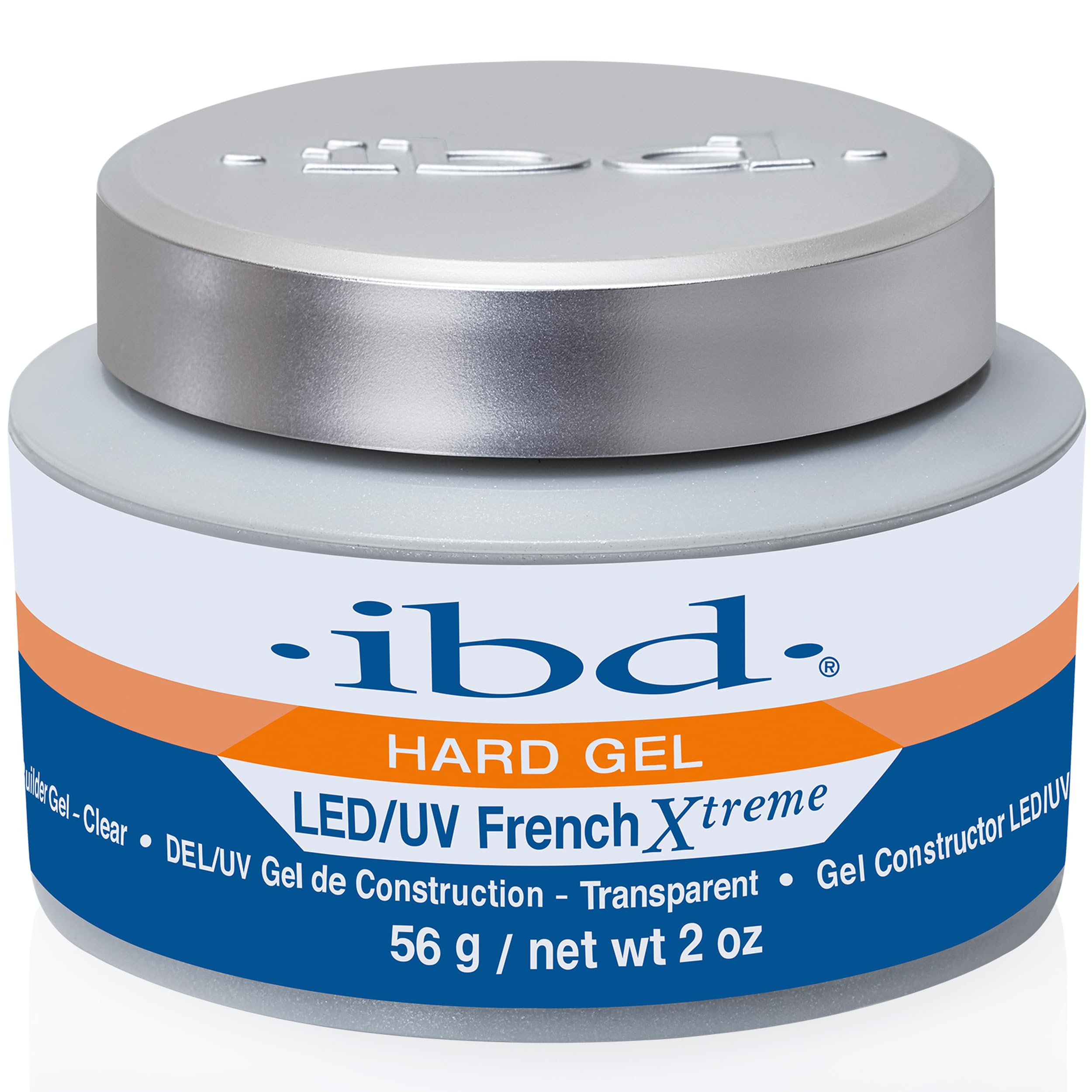 IBD Gel dur pour ongles – finition clair extrême au LED/UV, extensions nettes.