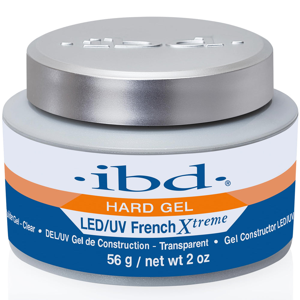 IBD Gel dur pour ongles – finition clair extrême au LED/UV, extensions nettes.