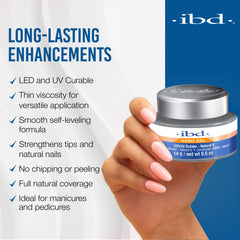 IBD Gel dur LED/UV Naturel II – durcissement sous lampe pour une finition solide.