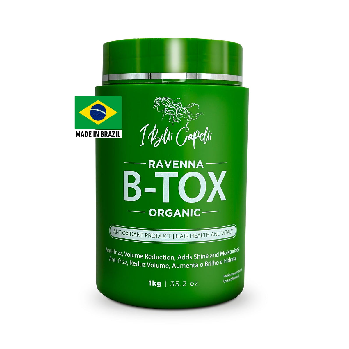 I Belli Capelli Ravenna B-Tox: bouteille du soin capillaire sans formaldéhyde, pratique et polyvalente.