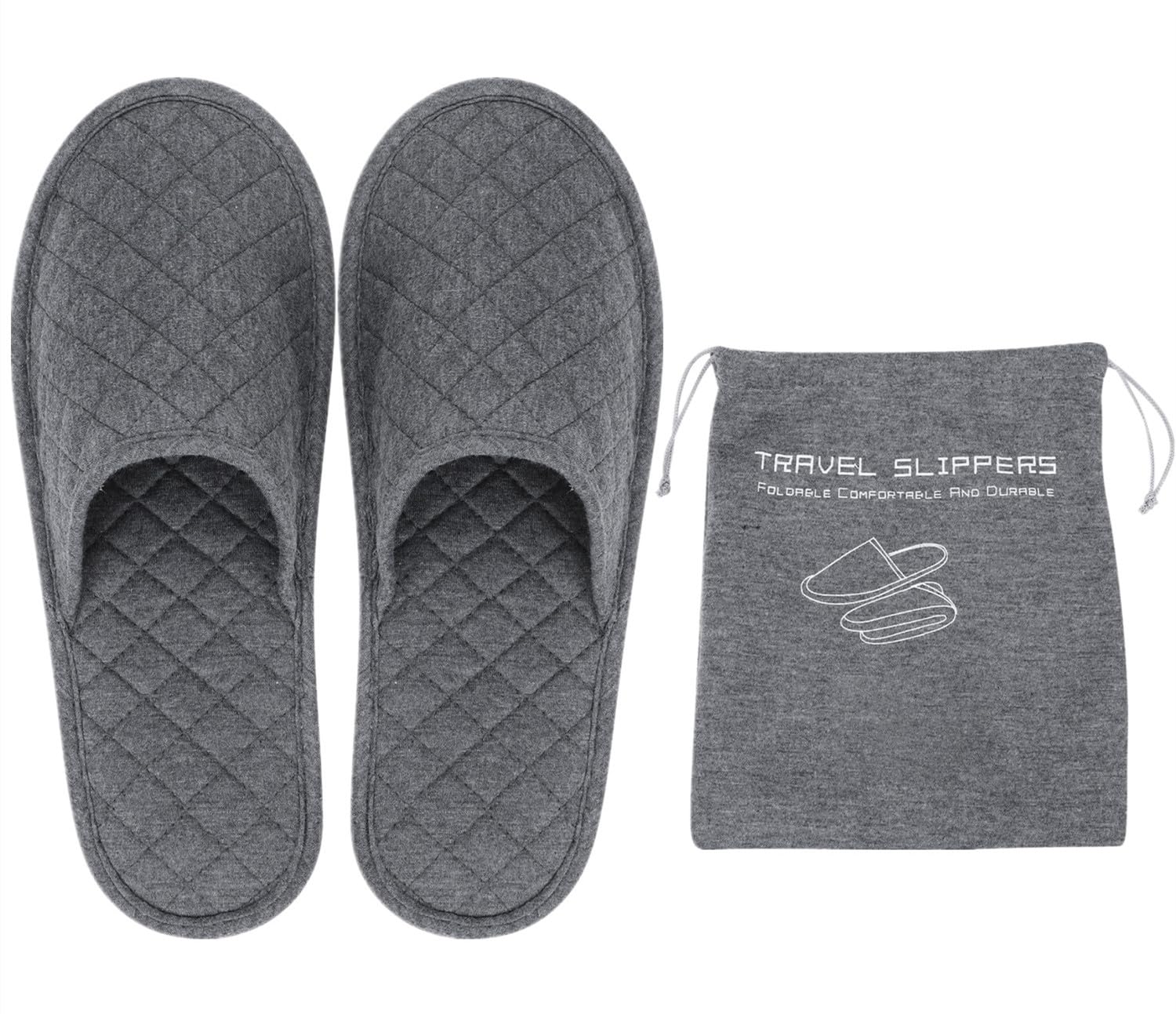 Chaussons voyage pliables Ibluelover offrant confort coton doux et rangement facile.