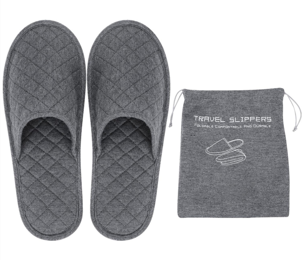 Chaussons voyage pliables Ibluelover offrant confort coton doux et rangement facile.