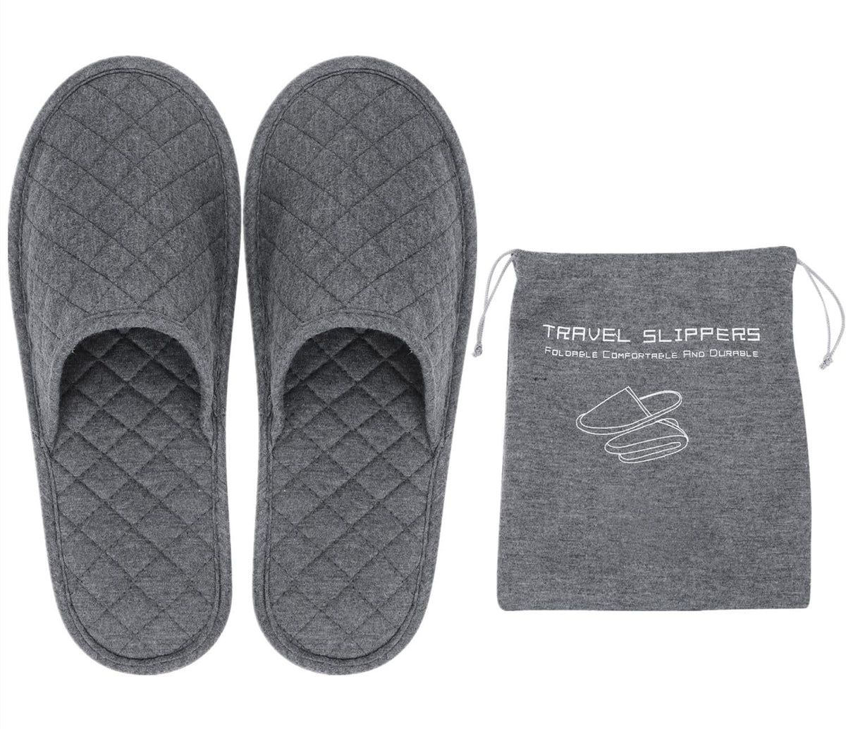 Chaussons voyage pliables Ibluelover offrant confort coton doux et rangement facile.