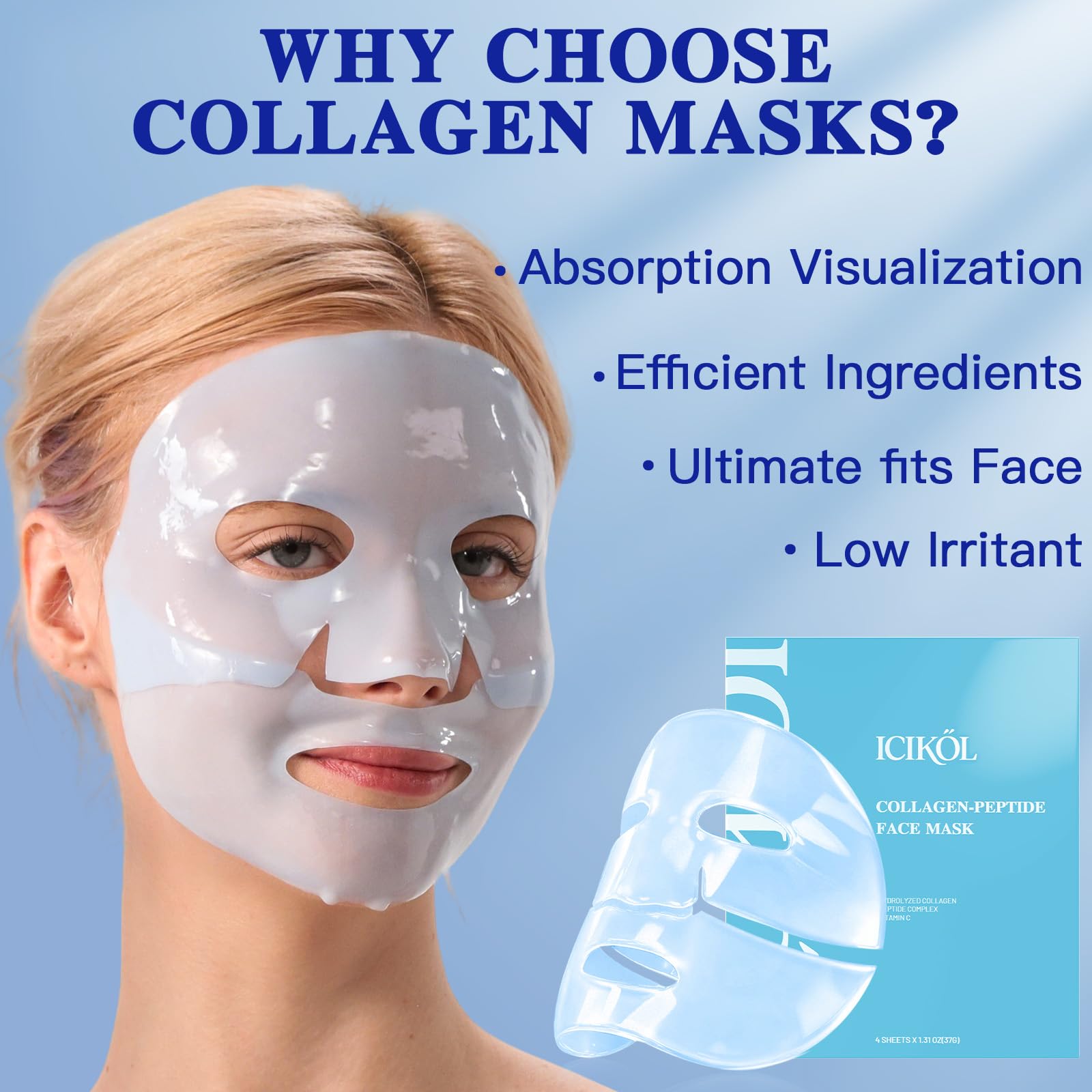 ICIKOL Masque visage prêt à révéler ses bienfaits après 3 heures.