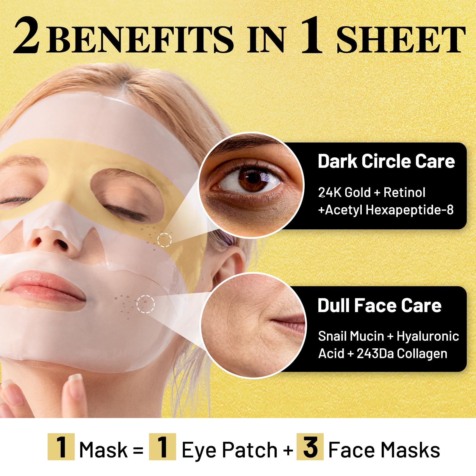 ICIKOL patchs-yeux 24K-or pour regard rafraîchi et élasticité