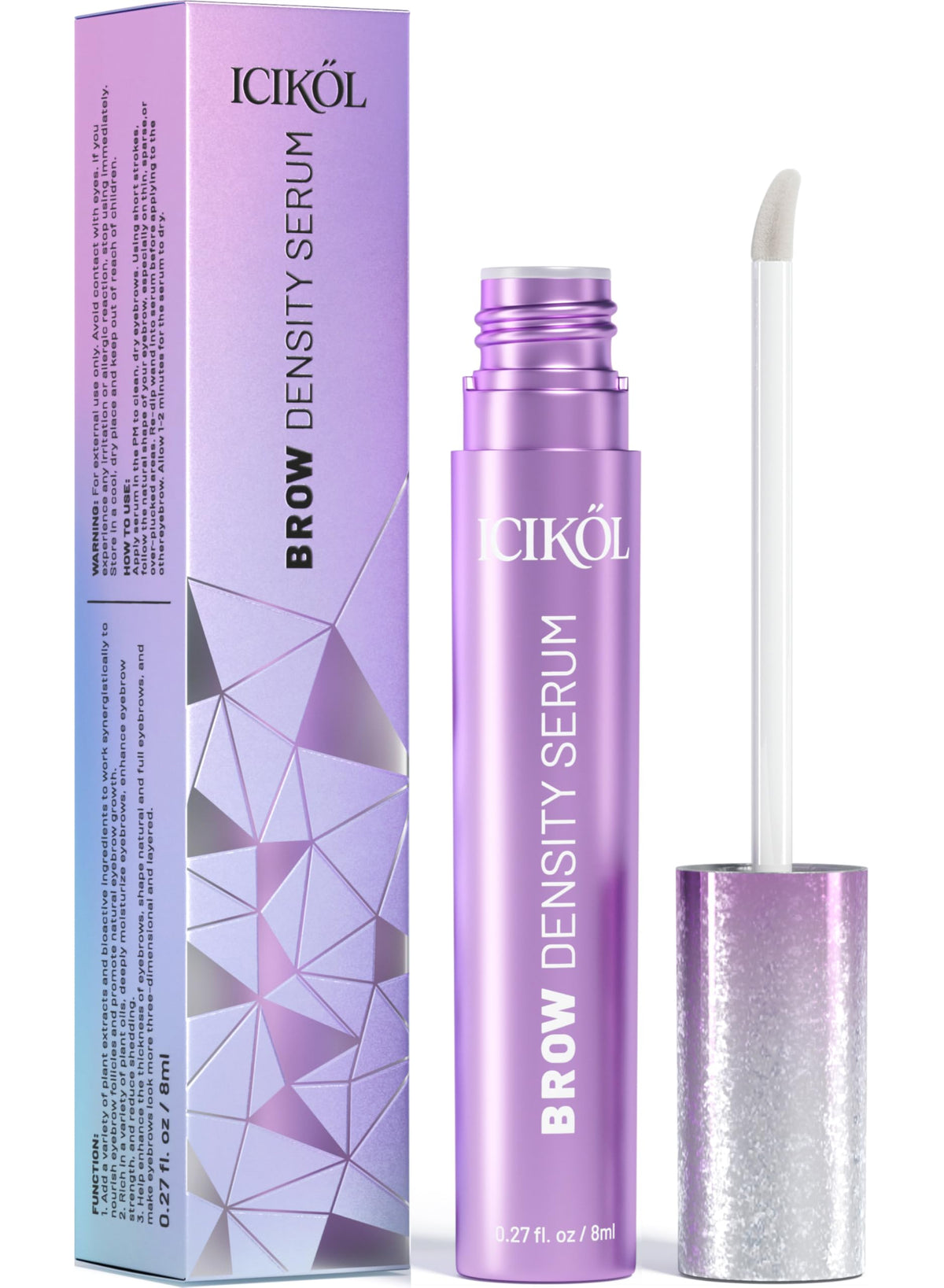 ICIKOL Sérum Croissance Sourcils, bouteille 8ml, résultats potentiels pour des sourcils plus épais.