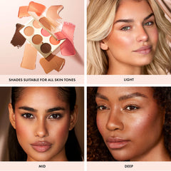 Peach Blush Iconic London swatch sur peau, teint frais.