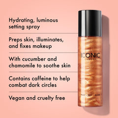 ICONIC LONDON Prep-Set-Glow, spray avant maquillage pour hydrater et illuminer.