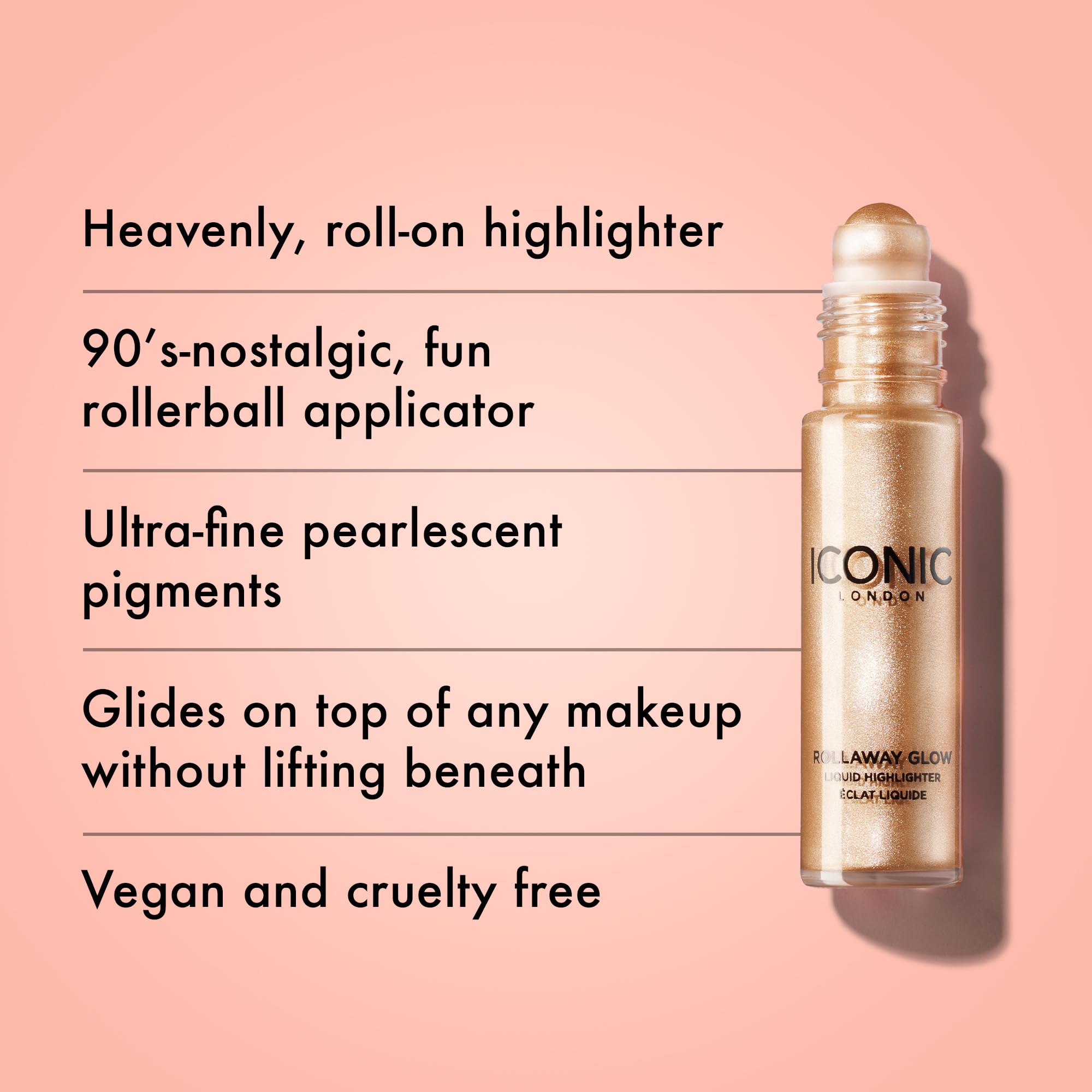 Iconic London Rollaway Glow, brillance irisée sur les pommettes pour un teint radieux.
