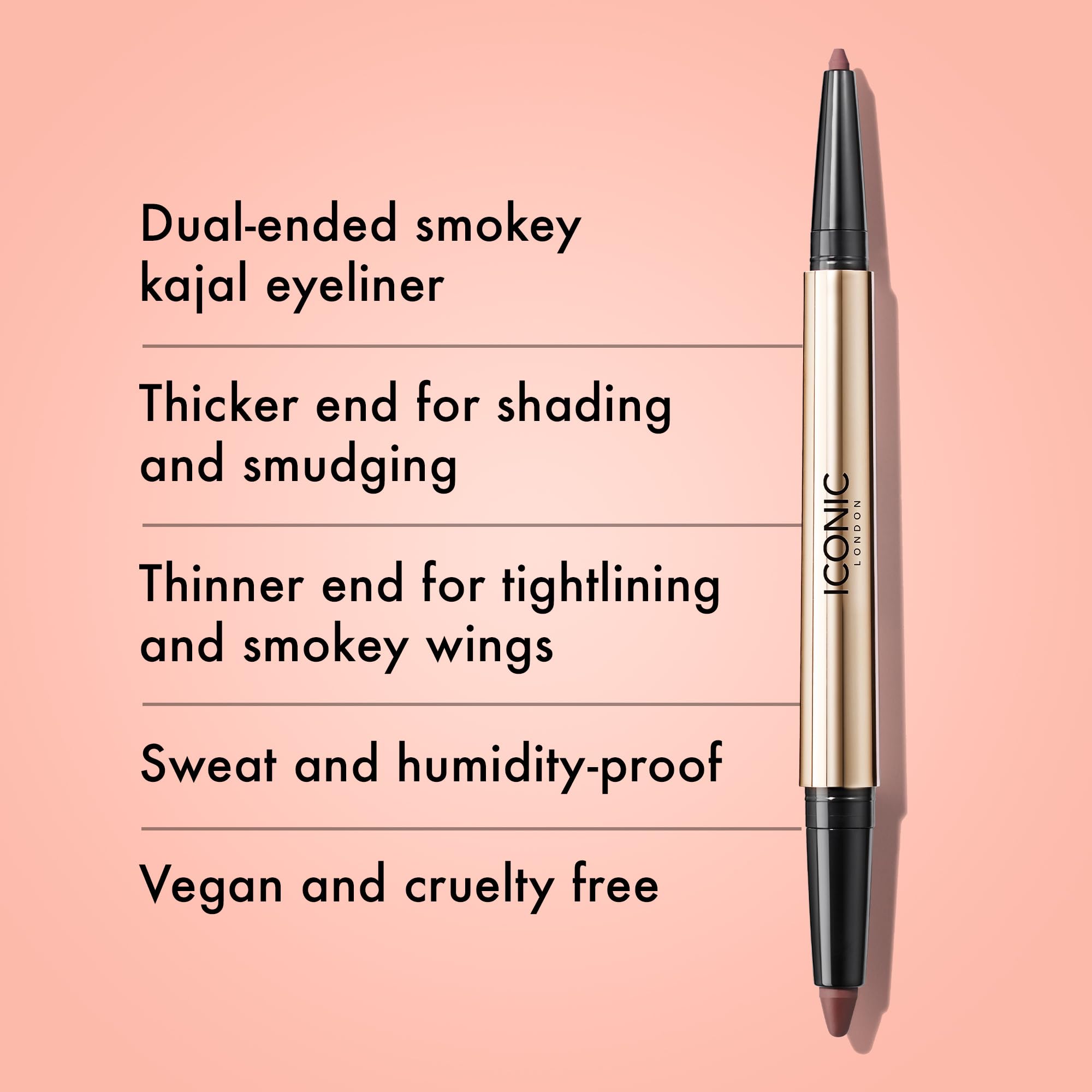 ICONIC LONDON Smokey Eye Duo Eyeliner: trait précis satin qui structure la ligne des cils.