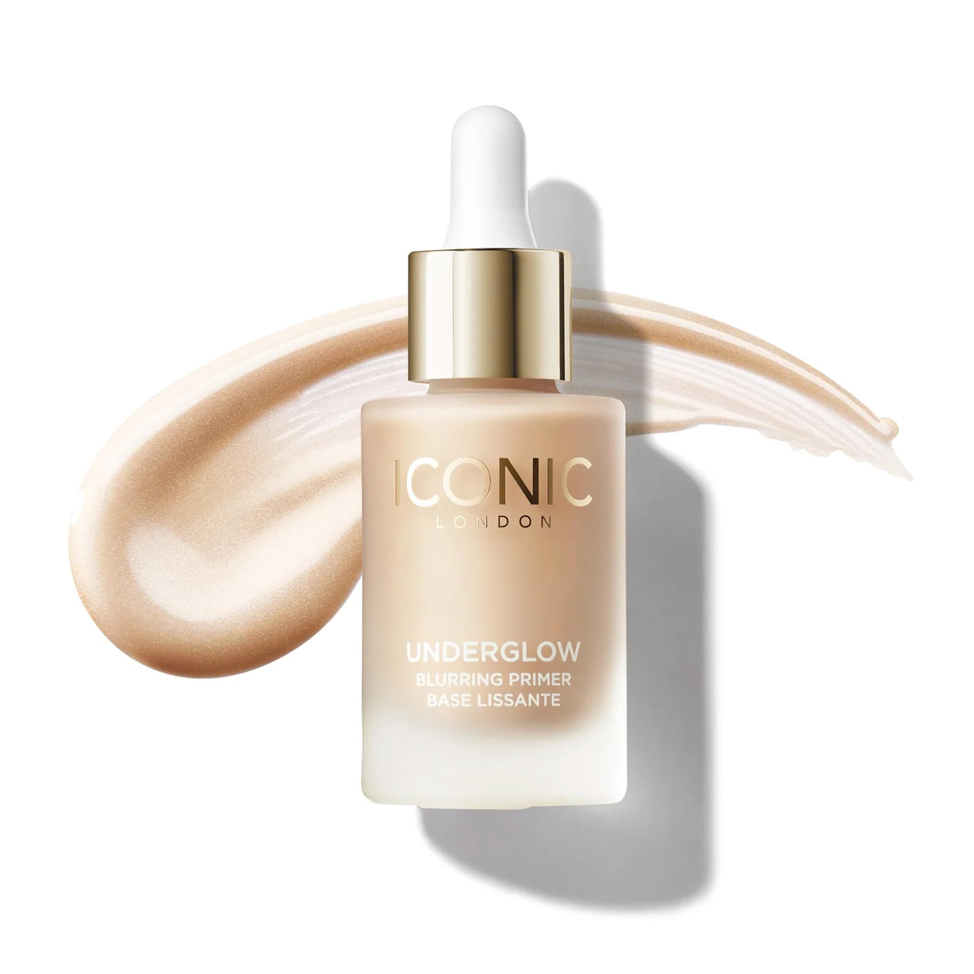 ICONIC LONDON Underglow Primer, bouteille à pipette, prépare la peau et uniformise le teint.