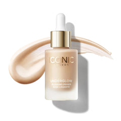 ICONIC LONDON Underglow Primer, bouteille à pipette, prépare la peau et uniformise le teint.