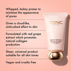 Application du Velvet Smooth Primer sur le visage pour un fini homogène