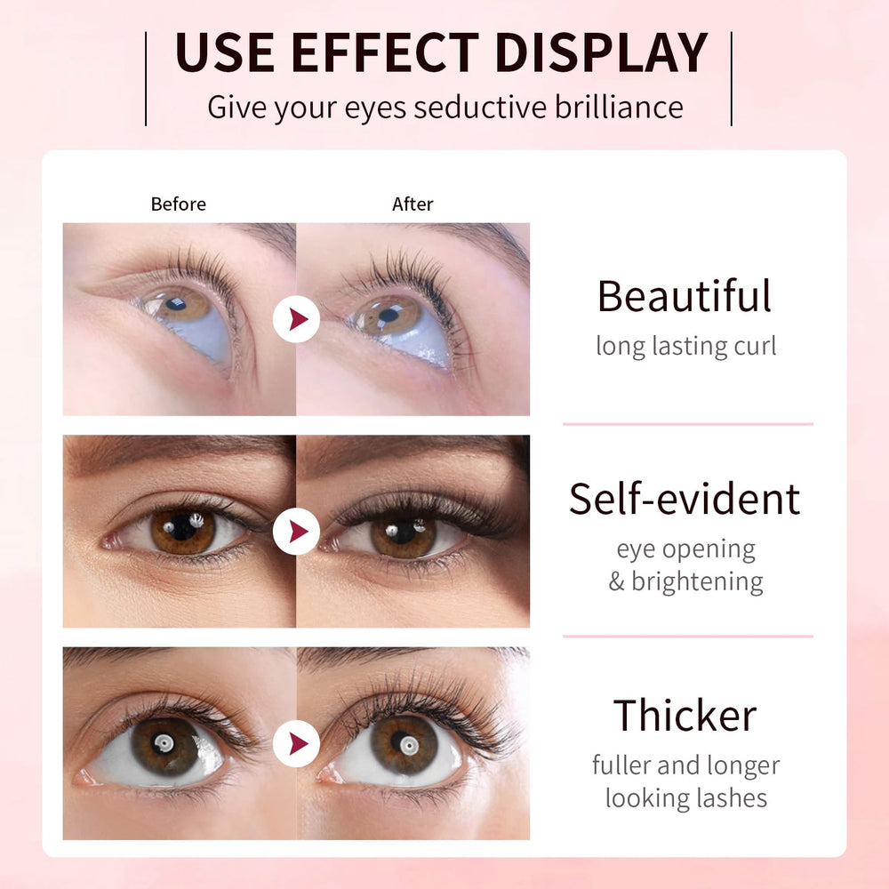 Étapes d’application claires pour obtenir des cils parfaitement recourbés.
