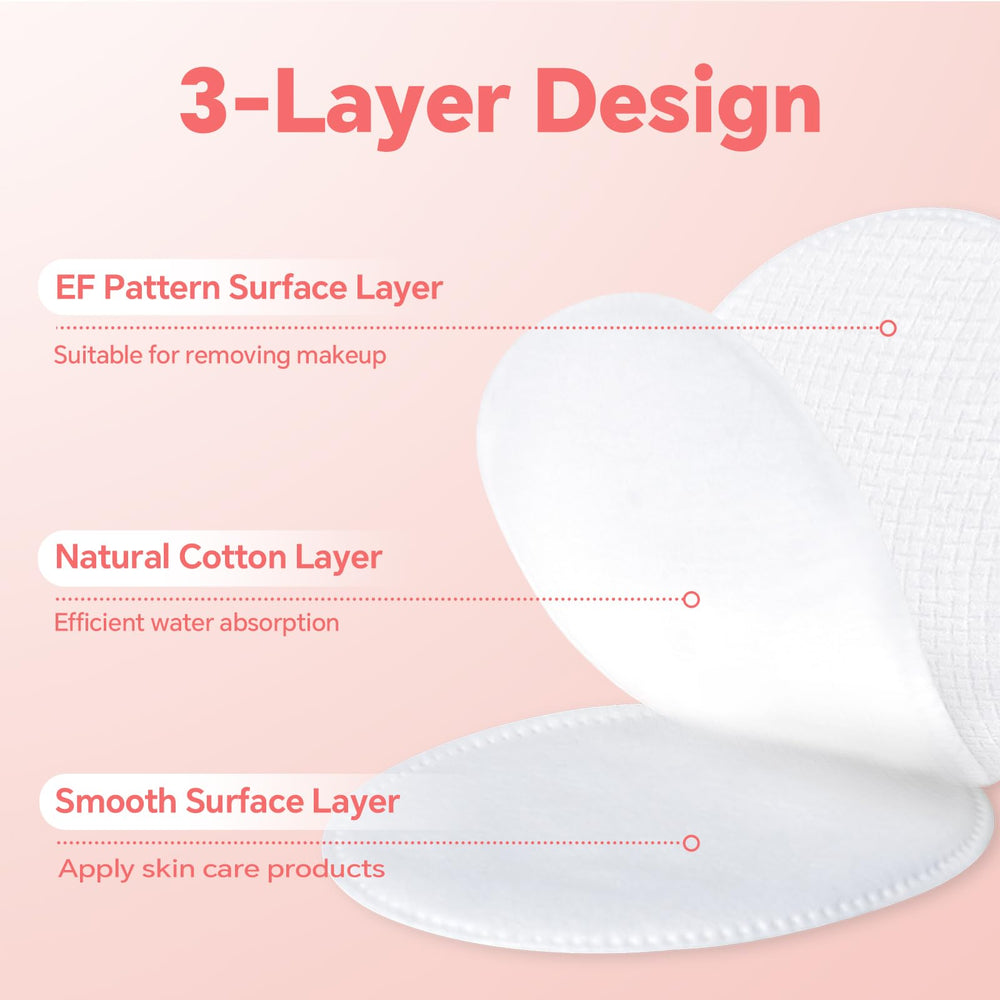 ICOTLE disques coton ovales double-face, surface plane et motif EF polyvalent.