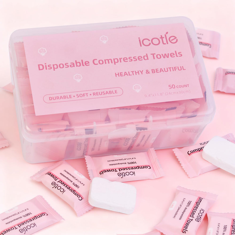 Serviettes compressées ICOTLE jetables, absorbantes et durables pour tâches quotidiennes.