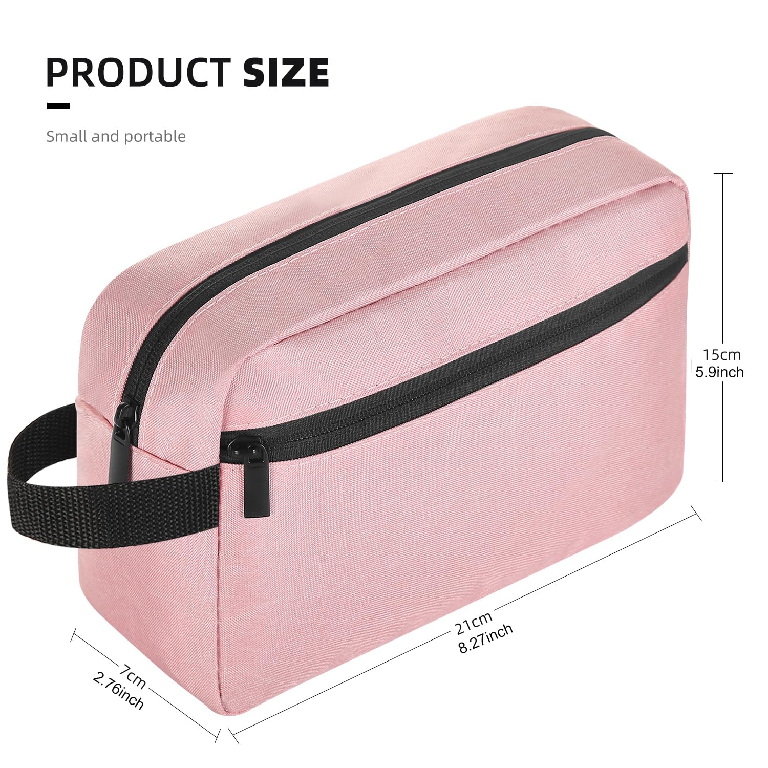 Icramsy Trousse de toilette rose fermeture robuste pour déplacements.